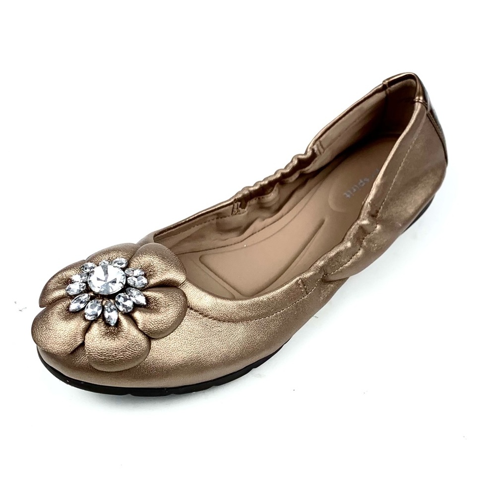 Easy Spirit Sedane Metallic Leather Travel Ballet Flats Size 6